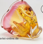 Herrliche mehrfarbige Sommerso Technik Glas-Schale | Glasschale Orange/Rosa | Vintage 60-70er Jahre