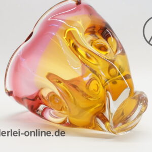 Herrliche mehrfarbige Sommerso Glas Schale | Glasschale | 60-70er Jahre | Orange Rosa 3