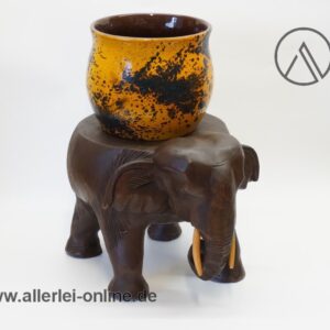 Elefant Pflanzentisch | Blumenhocker aus Massivholz | Vintage Elefantenhocker