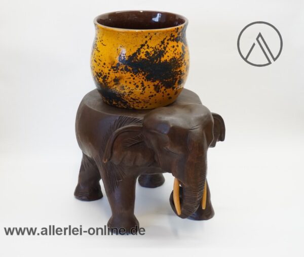 Elefant Pflanzentisch | Blumenhocker aus Massivholz | Vintage Elefantenhocker