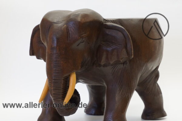 Vintage Elefant Pflanzentisch | Blumenhocker aus Massivholz