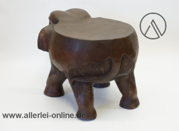 Vintage Elefant Pflanzentisch | Blumenhocker aus Edelholz