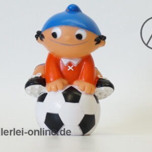 Mainzelmännchen EDI mit Fußball Gummifigur | Goebel Mainzelmann 1975 Hohlgummi Figur