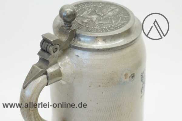 Augustinerbräu Bierkrug um 1895 | Steinzeug Brauerei Deckelkrug | Münchner Bierkrug