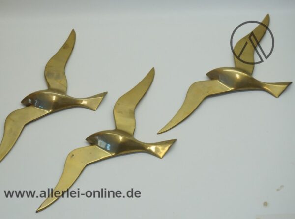 Möwen - Schwalben Vogel Wandschmuck | Reliefierte Messing Vogelfiguren Wand-Deko