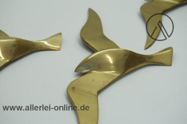 Möwen Vogel Wandschmuck 3 tlg. | Reliefierte Messing Schwalben Vogelfiguren Wand-Deko