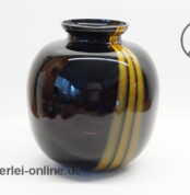 Glas Vase | Blumenvase massives Glas | schwarz/braun | Höhe 21 cm | Vintage Bauchvase