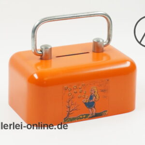 DEYHLE Spardose | Metall Sparbüchse | Orange | Vintage 70-80er Jahre