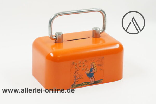 DEYHLE Spardose | Metall Sparbüchse | Orange | Vintage 70-80er Jahre