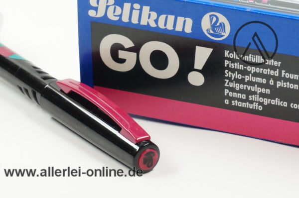 Pelikan GO ! M75 Kolbenfüllhalter | Vintage Kolbenfüller | "F" schwarz-PINK | unbenutzt mit OVP