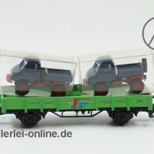 Märklin H0 | 94110 Niederbordwagen Beladen mit 2 x MB Unimog | 1.FC Märklin Jahreswagen 2001