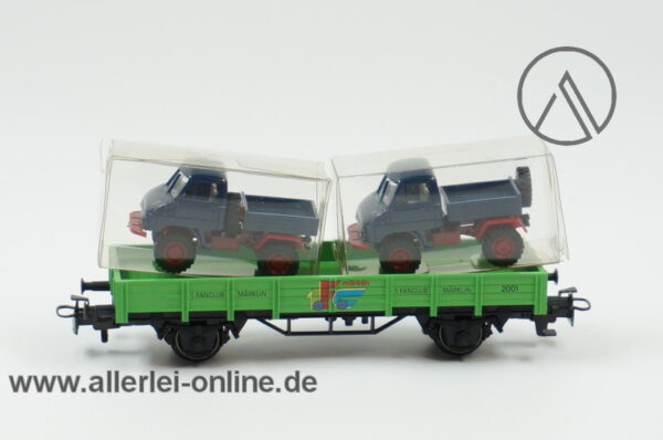 Märklin H0 | 94110 Niederbordwagen Beladen mit 2 x MB Unimog | 1.FC Märklin Jahreswagen 2001