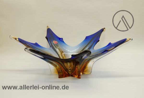 Venetian Murano Schale | Prächtige Sommerso Glasschale | Blau-Rot | 43 cm | Italien 50er Jahre