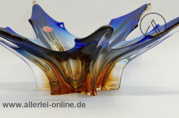 Venetian Murano XL Schale | Prächtige Sommerso Glasschale | Blau-Rot | Italien 50er Jahre