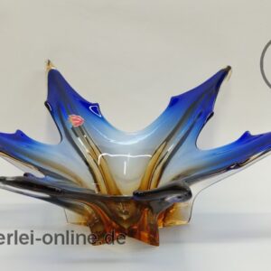 Venetian Murano Schale | Prächtige Sommerso Glasschale | Blau-Rot/Braun | 43 cm | Italien 50-60er Jahre