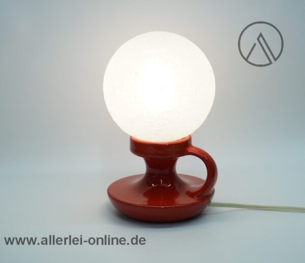 STEULER Keramik Tischlampe | Tischleuchte | Pop Art Kugellampe rot | Vintage Design