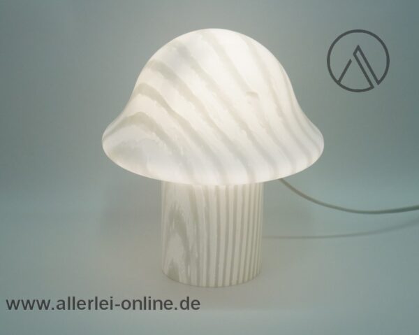 Pilzlampe | Peill & Putzler | Zebra Milchglas Mushroom Tischlampe | Vintage Space Age Design Lampe