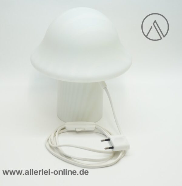 Pilzlampe | Putzler Zebra Milchglas Mushroom Tischlampe | Vintage Design Lampe