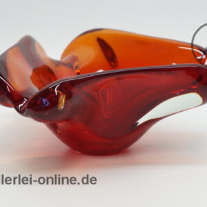 Dickwandige Glas-Schale | Glasschale - rot | Ashtray Vintage 60-70er Jahre