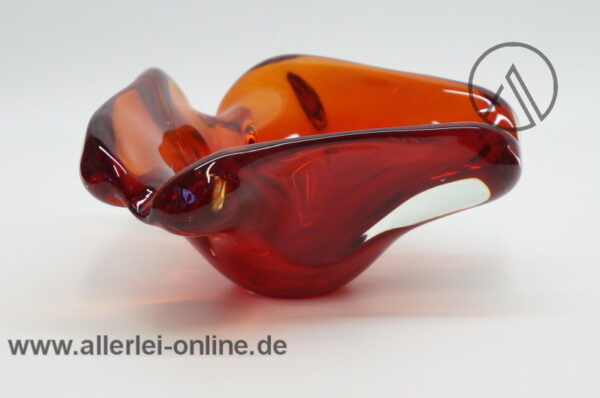 Dickwandige Glas-Schale | Glasschale - rot | Ashtray Vintage 60-70er Jahre