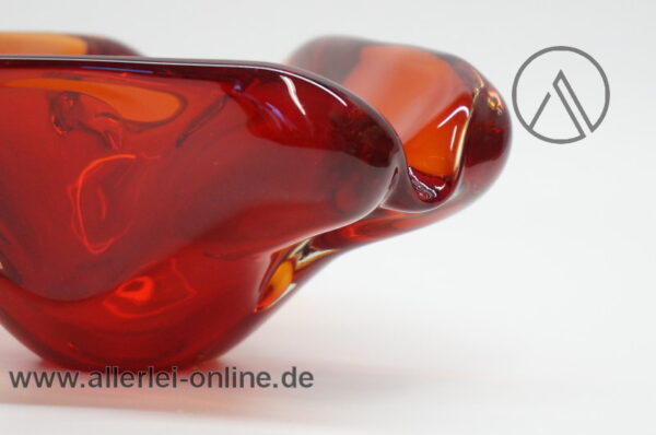 Dickwandige Glas-Schale | Glasschale - rot | Vintage 60-70er Jahre