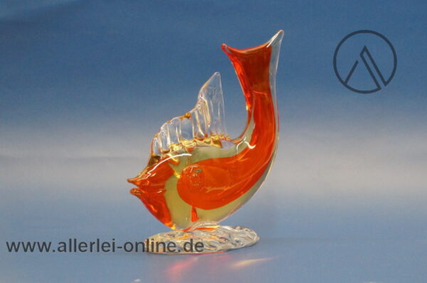 Murano Fisch | Glasfisch | Glasskulptur ,rot | Vintage Glas Objekt