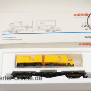 Märklin H0 | 84668 Flachwagen Rs 680 mit Wiking MAN Post-Koffer Lastzug | Postmuseumswagen 1995