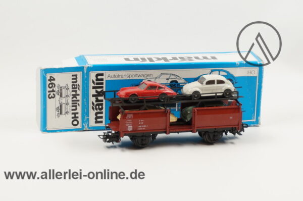 Märklin H0 | 4613 Autotransportwagen mit 4 Wiking Modellen | Güterwagen mit OVP