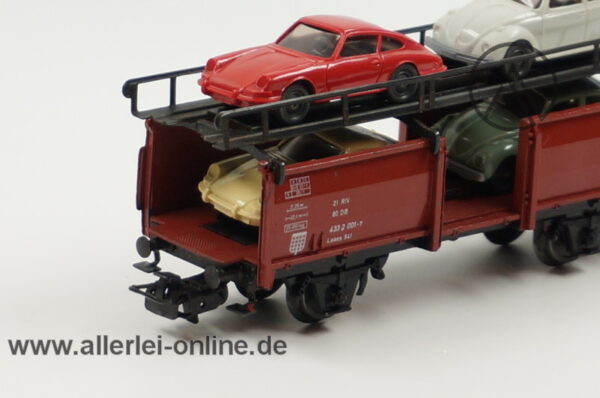 Märklin H0 | 4613 Autotransportwagen mit 4 Wiking Modellen beladen