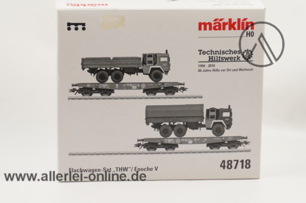 Märklin H0 | 48718 Flachwagen-Set | THW Flachwagen Rlmmps 651 der DB mit OVP