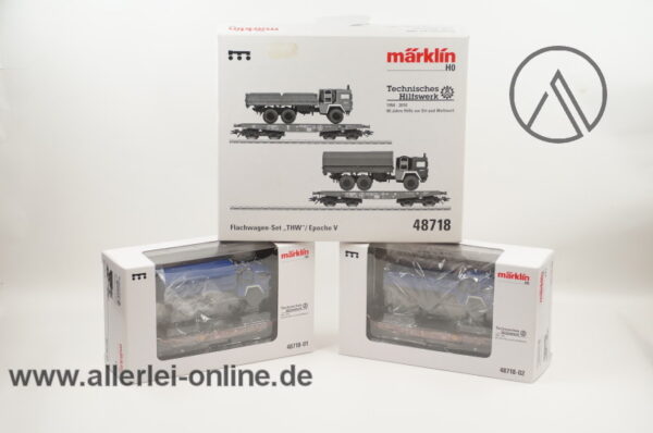 Märklin H0 | 48718 Flachwagen-Set | THW Flachwagen Rlmmps 651 der DB