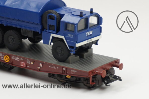 Märklin H0 | 48718 Flachwagen-Set | Technisches Hilfswerk LKW MAN 7t. mit Plane