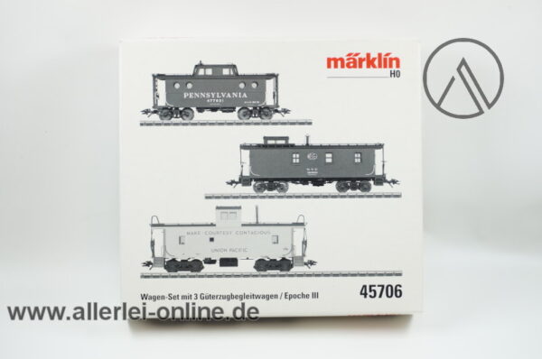 Märklin Spur H0 | 45706 Wagen-Set Güterzugbegleitwagen | 3-tlg. USA Caboose Set