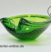 Murano Design Glas Schale | Aschenbecher | grün mit Lufteinschlüssen | Vintage Glass Ashtray