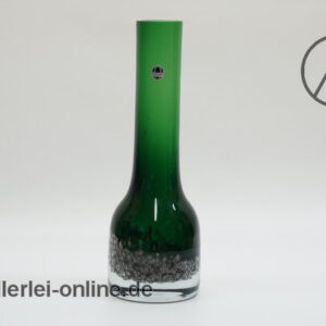 LEICHLINGEN Glas | Grüne Kristallglas Vase mit Silber Bubbles | Vintage 60-70er Jahre | Höhe 22cm