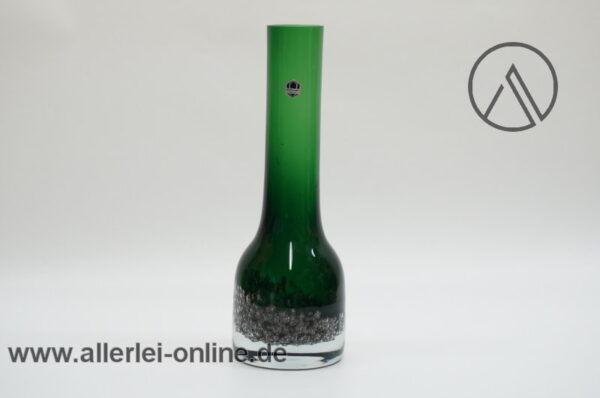 LEICHLINGEN Glas | Grüne Kristallglas Vase mit Silber Bubbles | Vintage 60-70er Jahre | Höhe 22cm