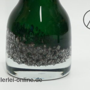 LEICHLINGEN Glas | Grüne Kristallglas Vase mit Silber Bubbles | Vintage 60-70er Jahre