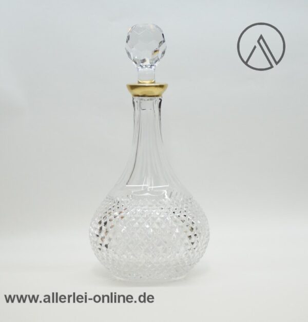 Vintage Kristallglas Karaffe | Whisky - Likör Dekanter | Schwere 32 cm Glas Flasche mit Glas Stopfen