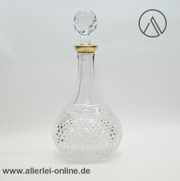 Vintage Kristallglas Karaffe | Whisky - Likör Dekanter | Schwere 32 cm Glas Flasche mit Glas Stopfen