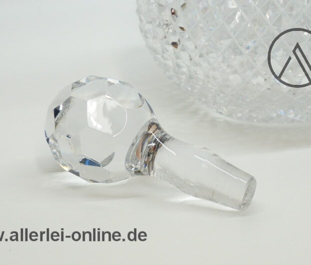 Vintage Kristallglas Karaffe | Whisky - Likör Dekanter mit Kreuzschliff | Schwere 32 cm Glas Flasche mit Glas Stopfen