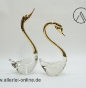 Glas Schwäne Paar | Edle Schwan Glasfiguren | Klar/Gold | Vintage Murano Italien Design