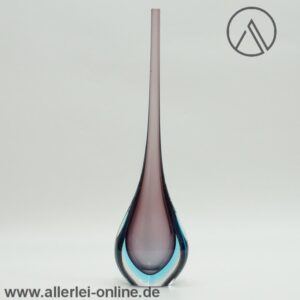 Herrliche Sommerso-Technik Glas Vase | Blau/Lila | Solifleurvase Glasvase | Vintage 60-70er Jahre