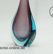 Sommerso-Technik Glas Vase | Blau/Lila | Solifleurvase Glasvase | Vintage 60-70er Jahre