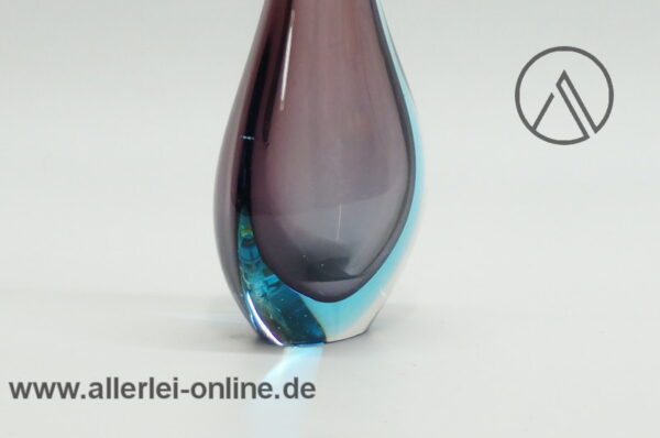 Sommerso-Technik Glas Vase | Blau/Lila | Solifleurvase Glasvase | Vintage 60er Jahre