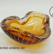 Glas Schale | Aschenbecher | Orange mit Lufteinschlüssen | Vintage Glass Ashtray