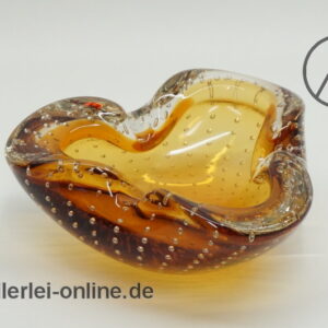 Glas Schale | Aschenbecher | Orange mit Lufteinschlüssen | Vintage Glass Ashtray