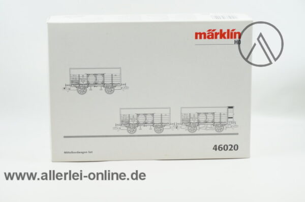 Märklin H0 | 46020 Offene Mittelbordwagen K.Bay.Sts.B. | 3 tlg. Güterwagen-Set der Königlich Bayerischen Staatsbahn mit OVP