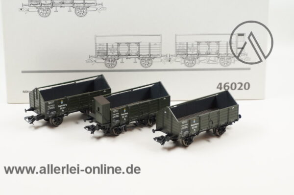 Märklin H0 | 46020 Offene Mittelbordwagen K.Bay.Sts.B. | 3 tlg. Güterwagen-Set der Königlich Bayerischen Staatsbahn