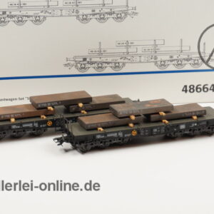 Märklin H0 | 48664 Schwerlastwagen-Set 2-tlg. mit Stahlbrammen | Flachwagen Sammp 705 der DB