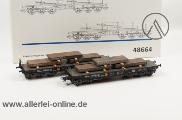 Märklin H0 | 48664 Schwerlastwagen-Set 2-tlg. mit Stahlbrammen | Flachwagen Sammp 705 der DB